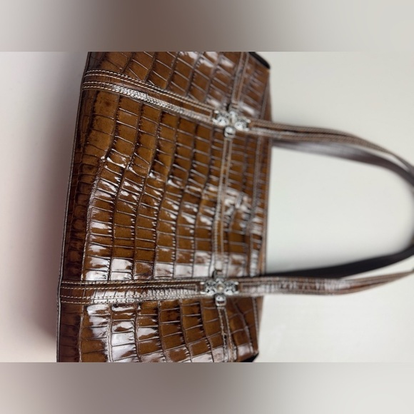 Brighton Crocodile Print Embossed Brown Leather Bag - Picture 5 of 9